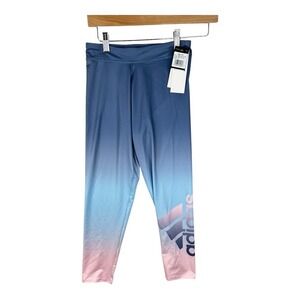 NWT Adidas girls Aeroready Ombre Tights Crew Blue‎ and Pink Size Large (14)